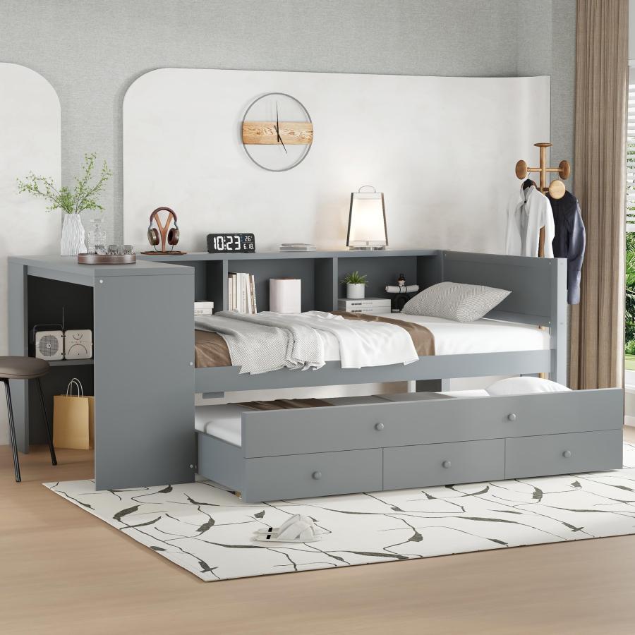 【並行輸入品】 SOFTSEA Twin Size Daybed with Trundle & 3 Storage Drawers， Corne_3