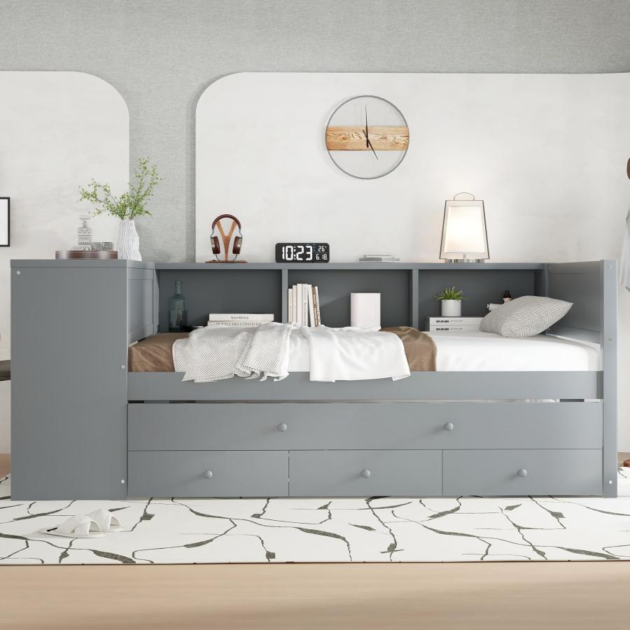 【並行輸入品】 SOFTSEA Twin Size Daybed with Trundle & 3 Storage Drawers， Corne_9