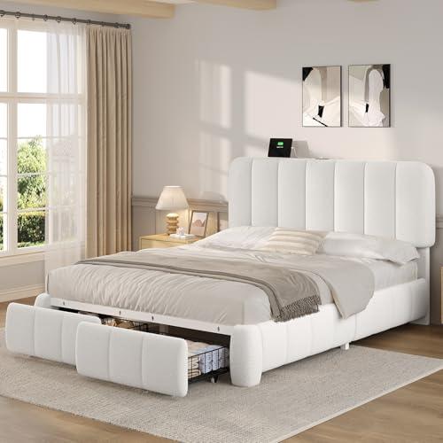 【並行輸入品】 BTHFST Queen Size Bed Frame with Storage Drawers， Cloud Upholste_1