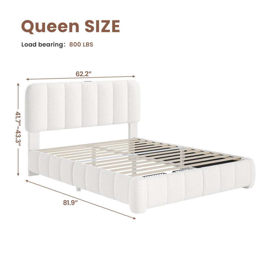 【並行輸入品】 BTHFST Queen Size Bed Frame with Storage Drawers， Cloud Upholste_3