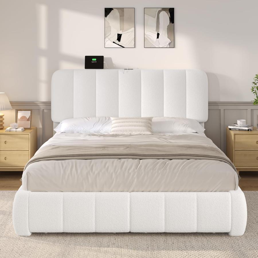 【並行輸入品】 BTHFST Queen Size Bed Frame with Storage Drawers， Cloud Upholste_6