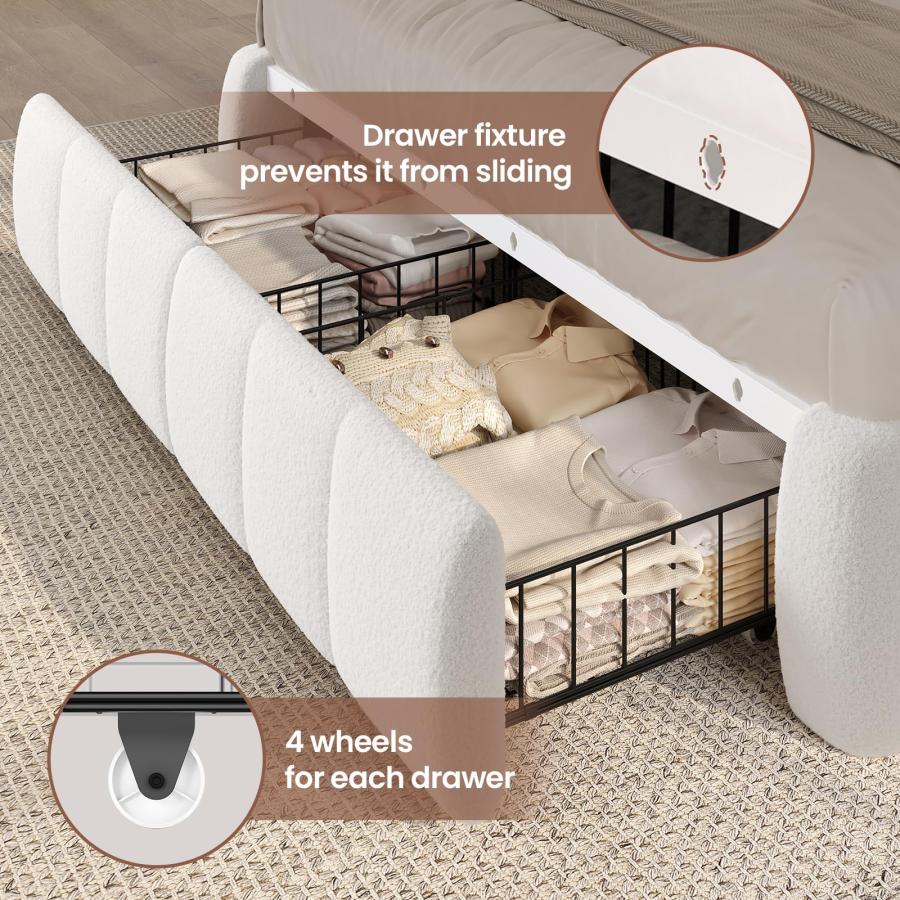 【並行輸入品】 BTHFST Queen Size Bed Frame with Storage Drawers， Cloud Upholste_9
