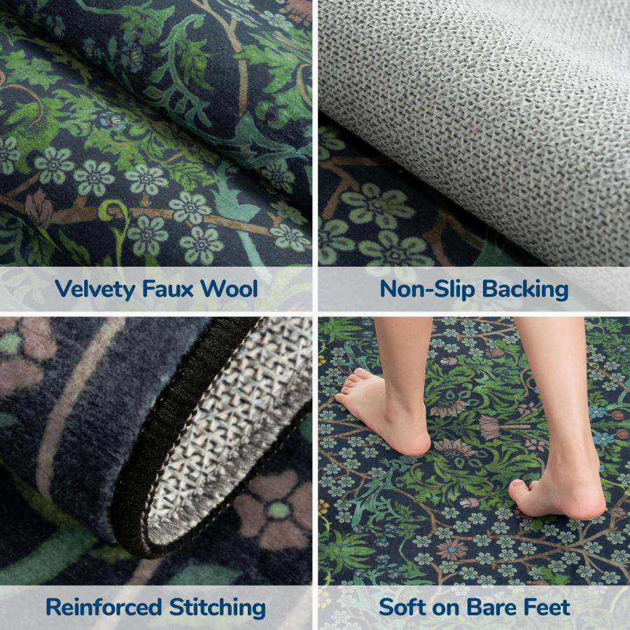 【並行輸入品】 Lessymo Floral Forest Green 3x5 Area Rugs for Entryway， Kitchen，_9