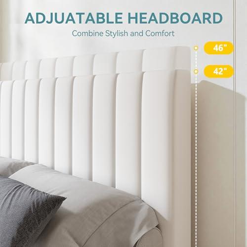 【並行輸入品】 HOOMIC King Size Velvet Upholstered Storage Bed Frame with Adjusの画像