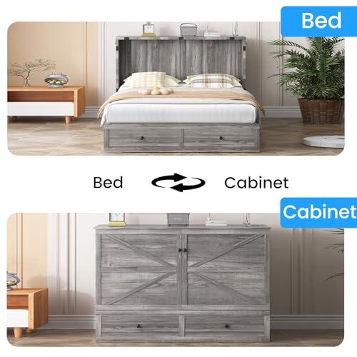 【並行輸入品】 PUREMIND Full Murphy Bed Cabinet with Mattress Included， Bedroom_7