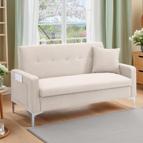 【並行輸入品】 57'' Loveseat Sofa with Storage， Small Love Seats Couches for Be_1