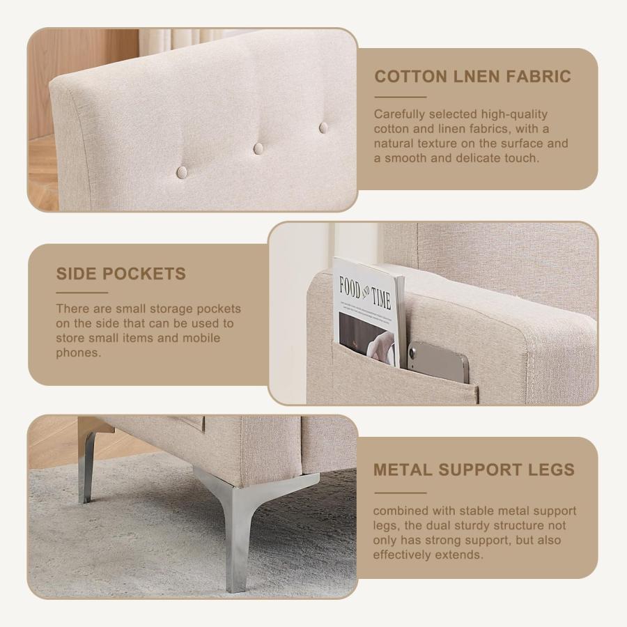 【並行輸入品】 57'' Loveseat Sofa with Storage， Small Love Seats Couches for Be_6