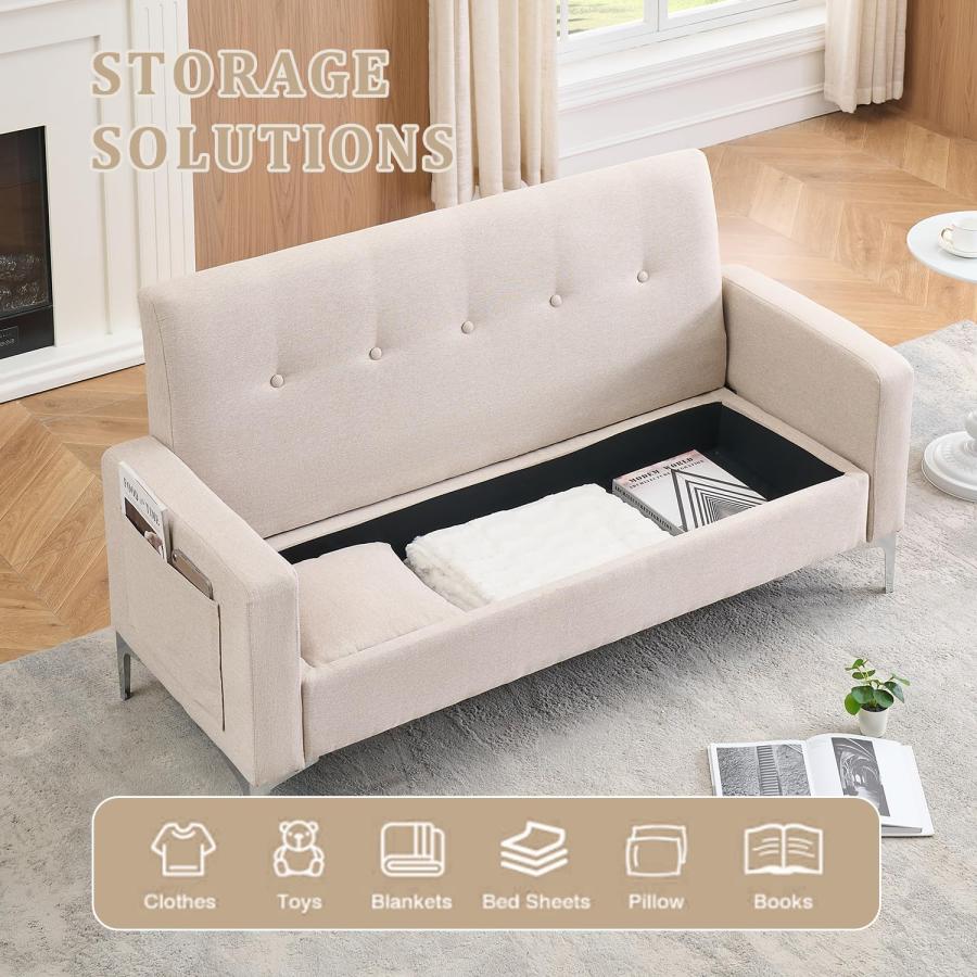 【並行輸入品】 57'' Loveseat Sofa with Storage， Small Love Seats Couches for Be_9