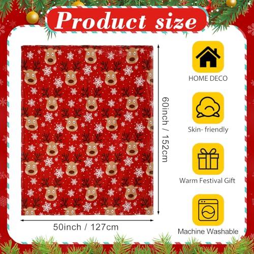 【並行輸入品】Tranqun 10枚 クリスマス フランネル トナカイ スローブランケット 50インチ x 60インチ クリスマス トナカイ フ_4