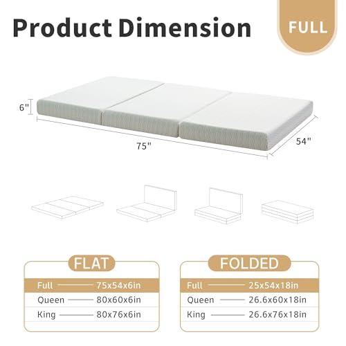 【並行輸入品】 Opoiar Tri Folding Mattress 6 Inch Full Memory Foam Trifold Matt_4