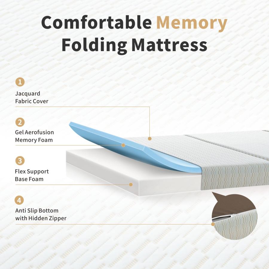 【並行輸入品】 Opoiar Tri Folding Mattress 6 Inch Full Memory Foam Trifold Matt_9