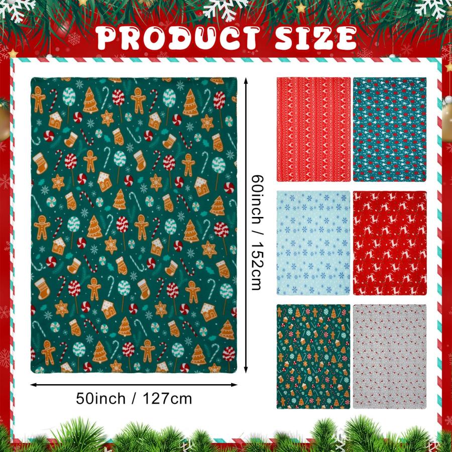 【並行輸入品】Tranqun クリスマスフリースブランケット 60枚 バルク 50x60インチ ソフト 暖かい スローブランケット トナカイ レ_6