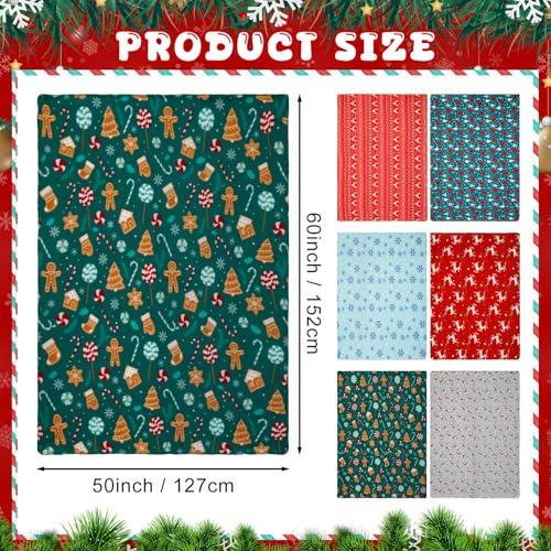 【並行輸入品】Tranqun クリスマスフリースブランケット 60枚 バルク 50x60インチ ソフト 暖かい スローブランケット トナカイ レ_7