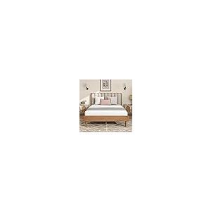 【並行輸入品】 SOFTSEA Queen Size Wood Bed Frame with Upholstered Headboard， So_2