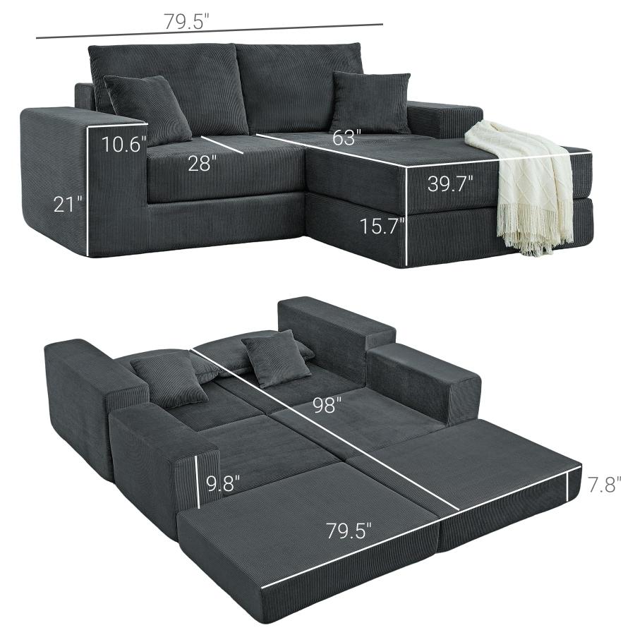 【並行輸入品】 ivoros Boneless Couches for Living Room， Modern Corduroy Couch，