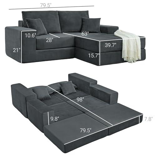 【並行輸入品】 ivoros Boneless Couches for Living Room， Modern Corduroy Couch，