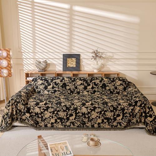 【並行輸入品】 STACYPIK Soft Chenille Vintage Floral Sofa Cover， Washable Beige_1