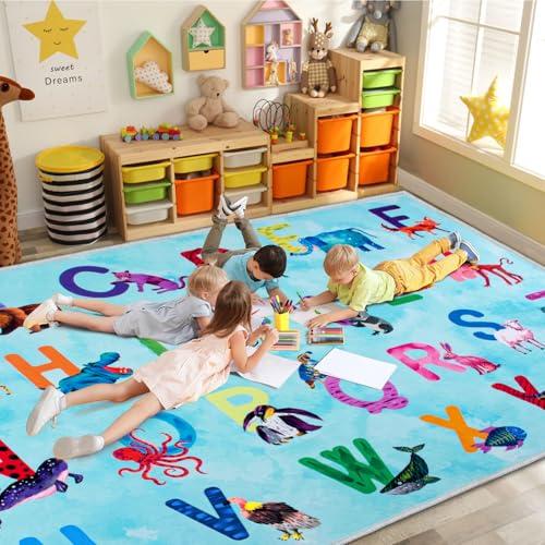 【並行輸入品】Truqual Classroom Rug Lサイズ アルファベットラグ 教室用 小学校用 洗濯機洗い可能 プレイカーペット 遊び_1
