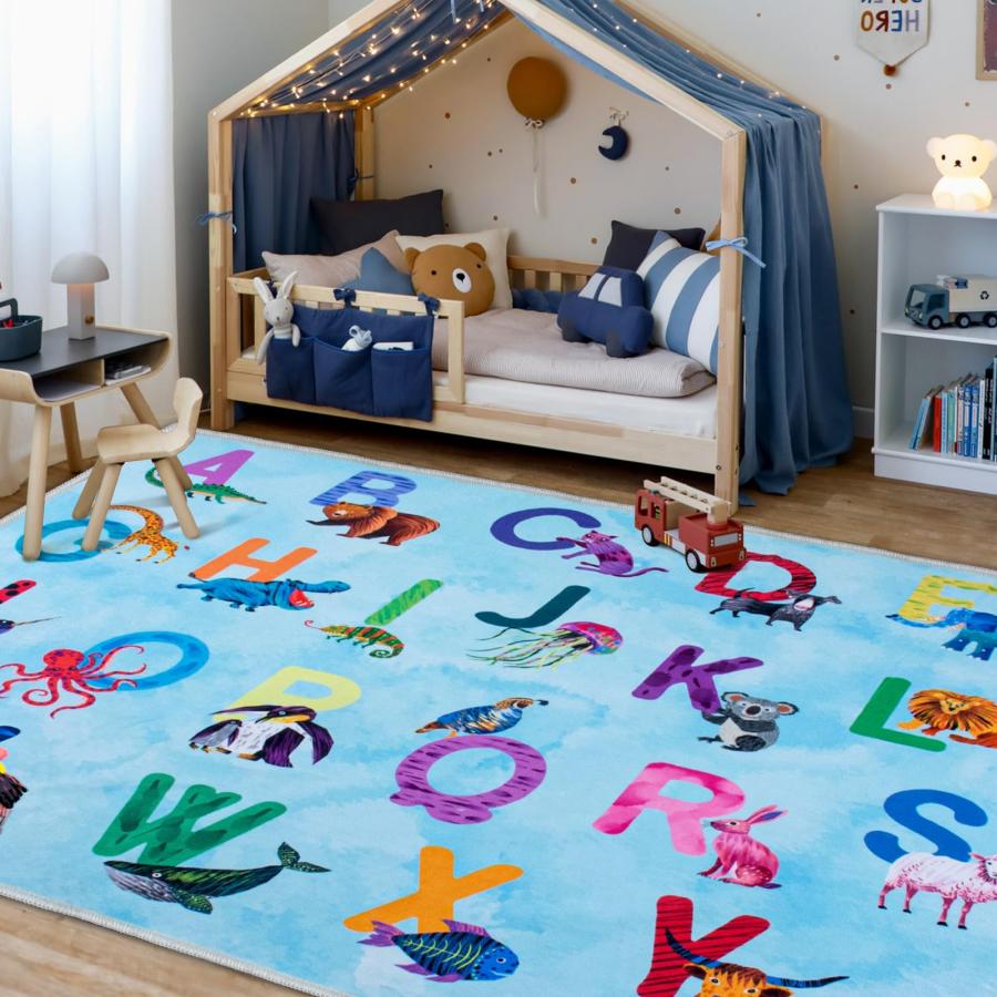 【並行輸入品】Truqual Classroom Rug Lサイズ アルファベットラグ 教室用 小学校用 洗濯機洗い可能 プレイカーペット 遊び_9