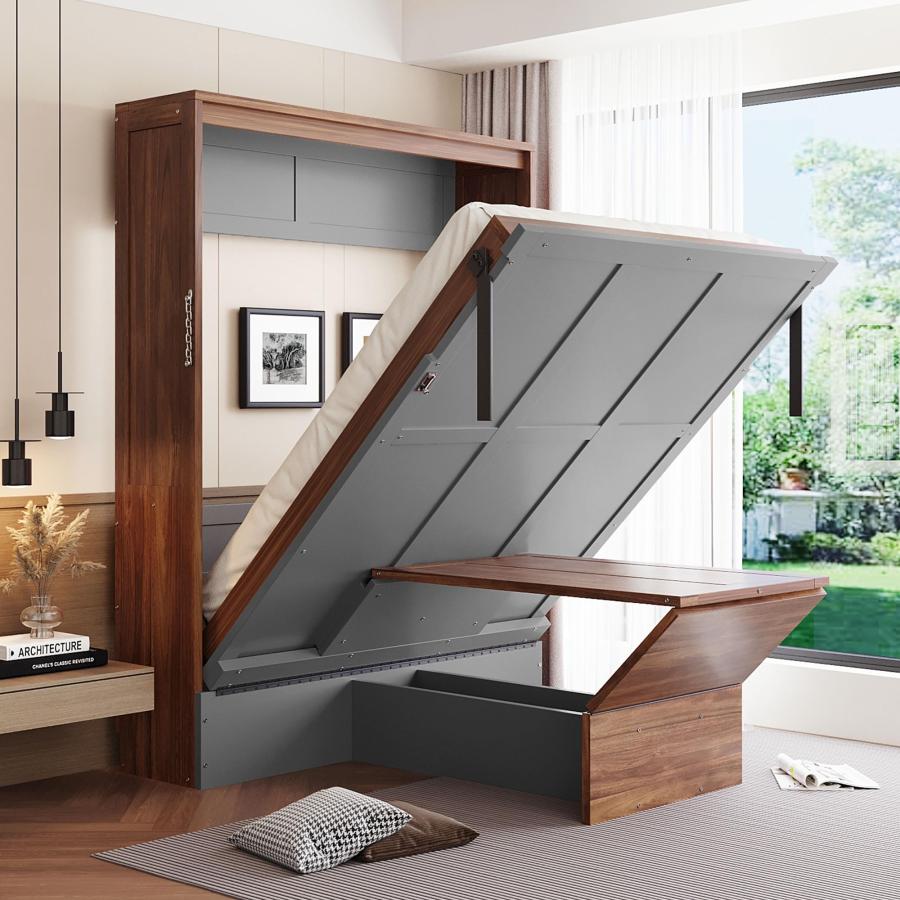 【並行輸入品】 Merax Full Size Murphy Bed with Foldable Desk,Hideaway Bed Frameの画像
