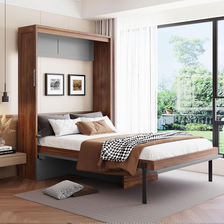 【並行輸入品】 Merax Full Size Murphy Bed with Foldable Desk,Hideaway Bed Frameの画像