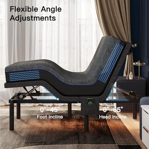【並行輸入品】 Pipishell Queen Adjustable Bed Frame and 14 Inch Memory Foam Matの画像