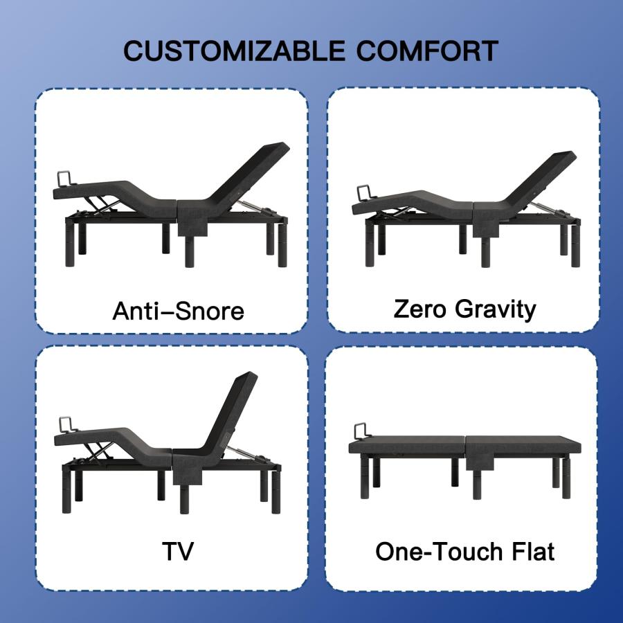 【並行輸入品】 Pipishell Queen Adjustable Bed Frame and 14 Inch Memory Foam Matの画像