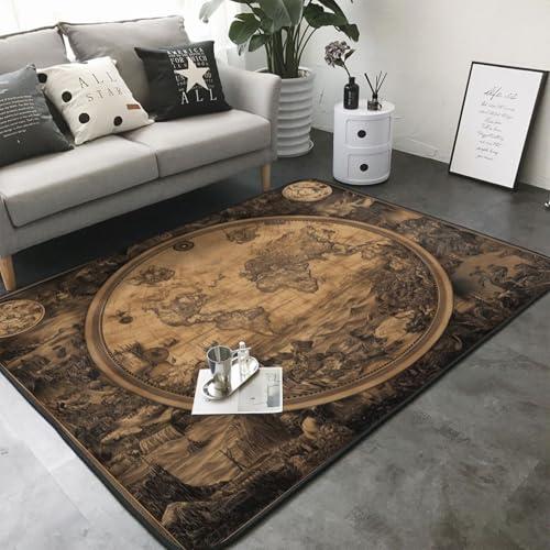 【並行輸入品】 DJYQBFA Map of The World Rugs for Living Room Bedroom Washable Aの画像