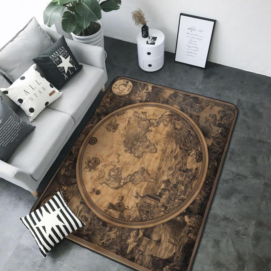 【並行輸入品】 DJYQBFA Map of The World Rugs for Living Room Bedroom Washable Aの画像
