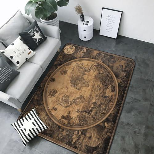【並行輸入品】 DJYQBFA Map of The World Rugs for Living Room Bedroom Washable Aの画像