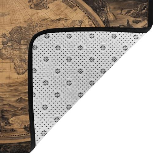 【並行輸入品】 DJYQBFA Map of The World Rugs for Living Room Bedroom Washable Aの画像