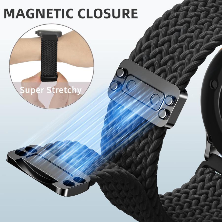 【並行輸入品】CUNUJIX 編組ナイロン腕時計バンド Amazfit Helioストラップ対応 22mm 磁気ストレッチ弾性ファブリックバンド_3