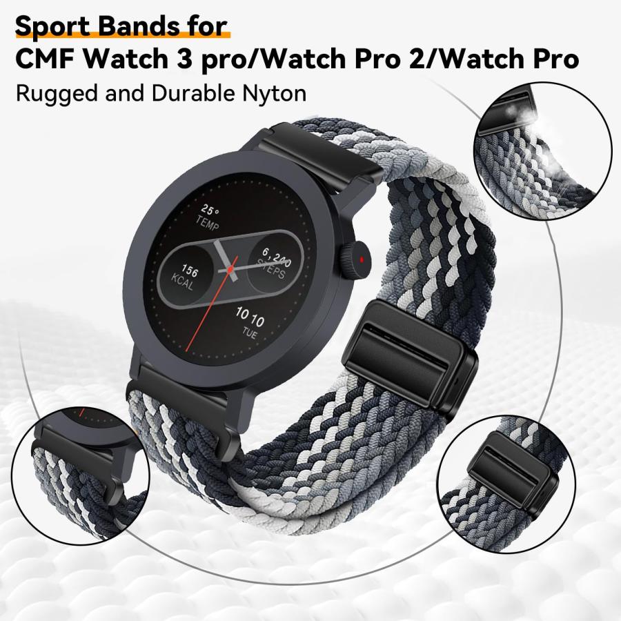 【並行輸入品】交換用編組ストラップ CMF Watch 3 Proバンド対応 調節可能&通気性 織物バンド Watch Pro 2 1用 (ブラ_6