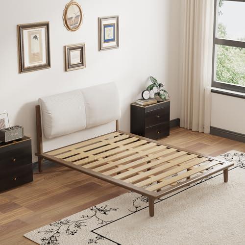 【並行輸入品】 Lartis King Size Bed Frame with upholstered headboard， Solid Woo_4