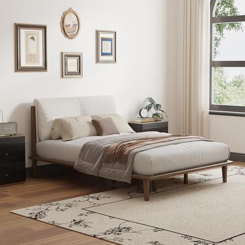 【並行輸入品】 Lartis King Size Bed Frame with upholstered headboard， Solid Woo_7