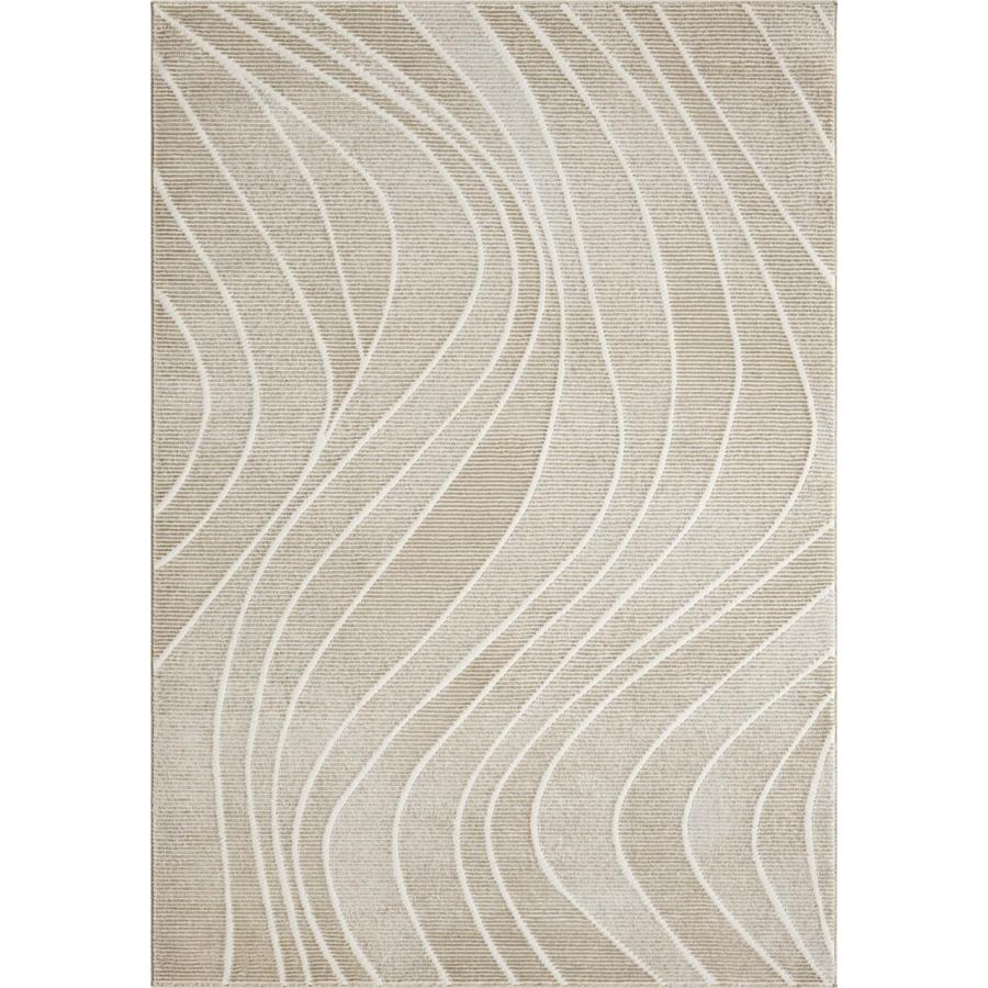 【並行輸入品】 Abani Modern Geometric Wavy Area Rug Cream， 8' x 10' Chunky，