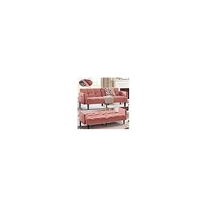 【並行輸入品】 Velvet Convertible Futon Sofa Bed with Adjustable Backrests， Pin_2