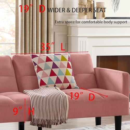 【並行輸入品】 Velvet Convertible Futon Sofa Bed with Adjustable Backrests， Pin_7