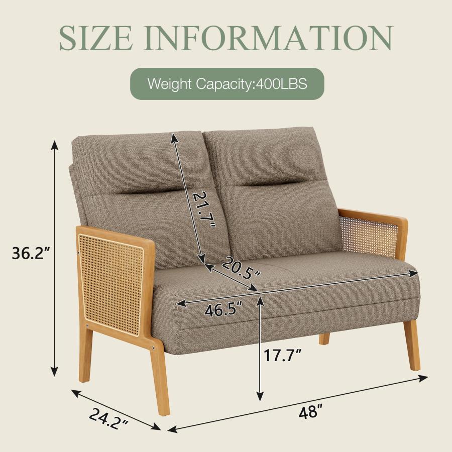 【並行輸入品】 POINTANT Love Seat Settee Mini Couch Upholstered Sofa with Natur_3
