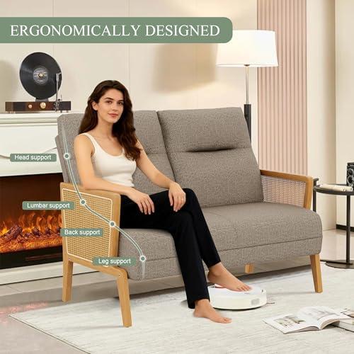 【並行輸入品】 POINTANT Love Seat Settee Mini Couch Upholstered Sofa with Natur_7