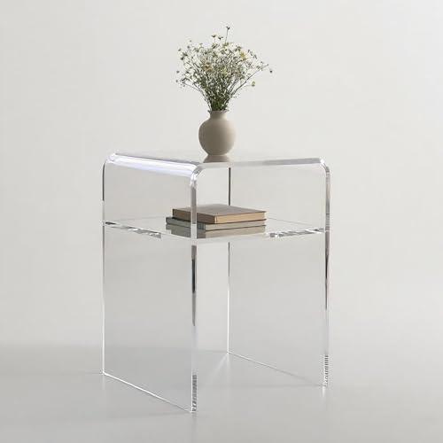 【並行輸入品】アクリル製エンドテーブル/ナイトスタンド、高さ55.9 cm 滑らかで耐久性のあるベッドサイド収納ベッドルーム、リビングルーム、モ_1