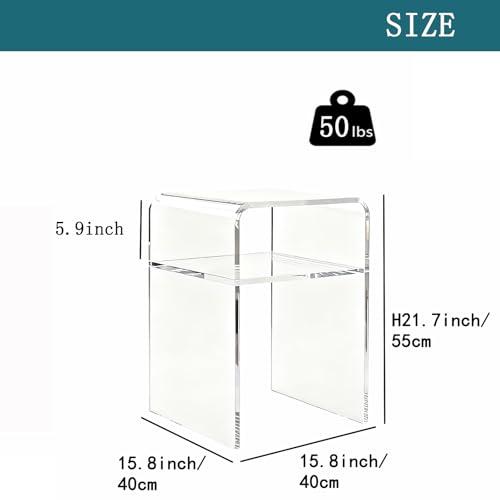 【並行輸入品】アクリル製エンドテーブル/ナイトスタンド、高さ55.9 cm 滑らかで耐久性のあるベッドサイド収納ベッドルーム、リビングルーム、モ_4