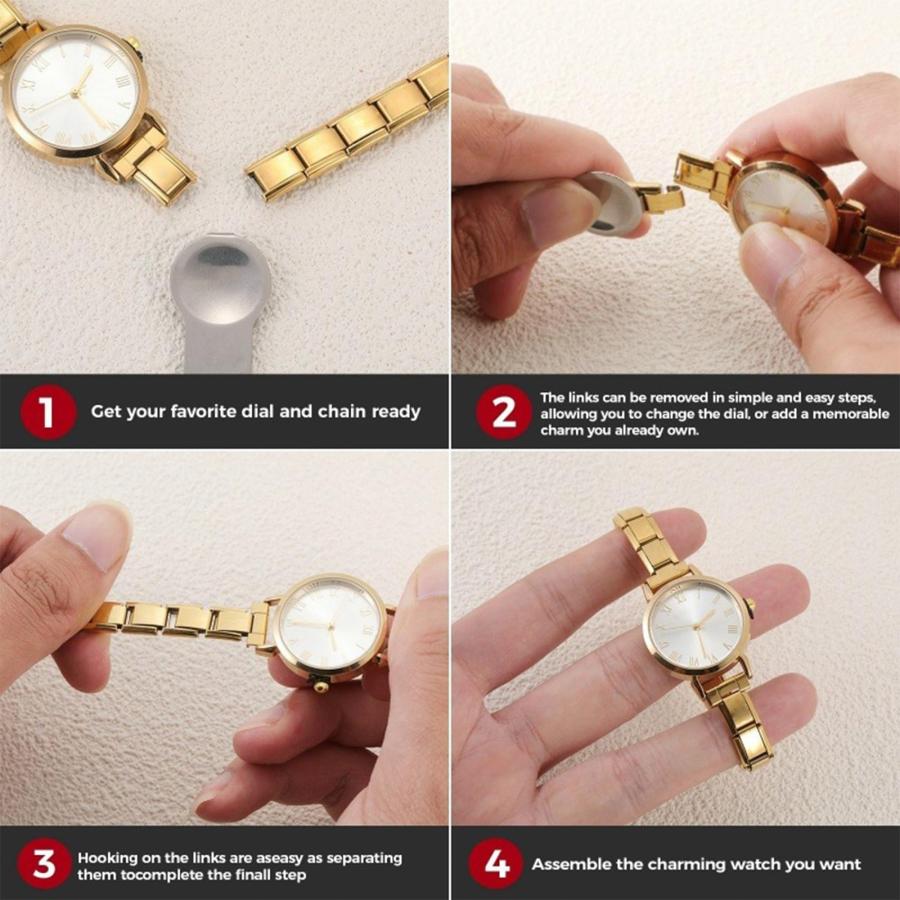 【並行輸入品】 papasgix Italian Charm Bracelet Gold Silver Watches for women meの画像
