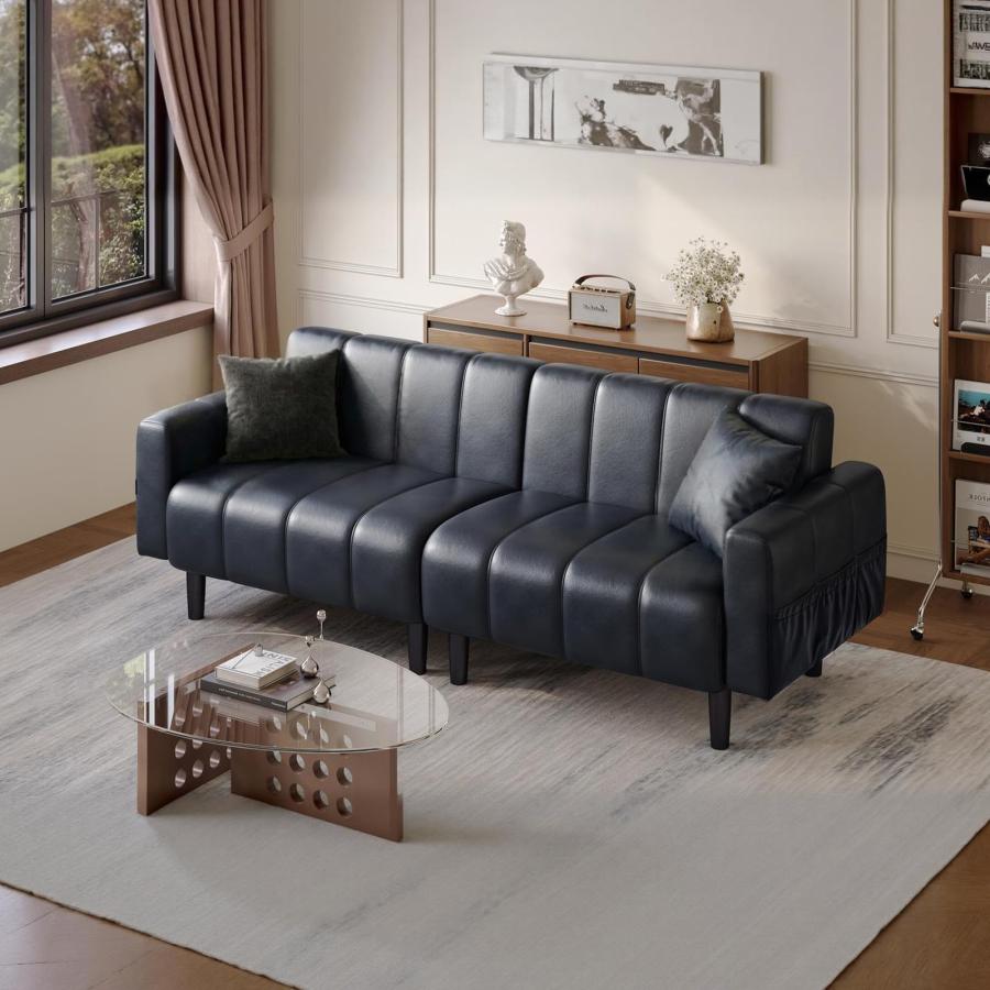 並行輸入品】hausway 83インチ フェイクレザー布団ソファ、ミッド 