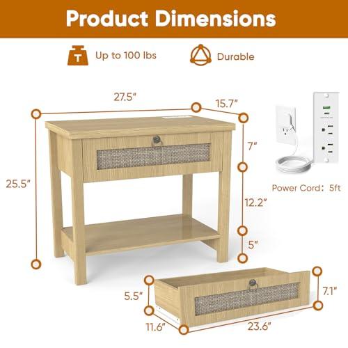 【並行輸入品】 Night Stand Oversized Extra Large Nightstands Tall Bedside Side_4