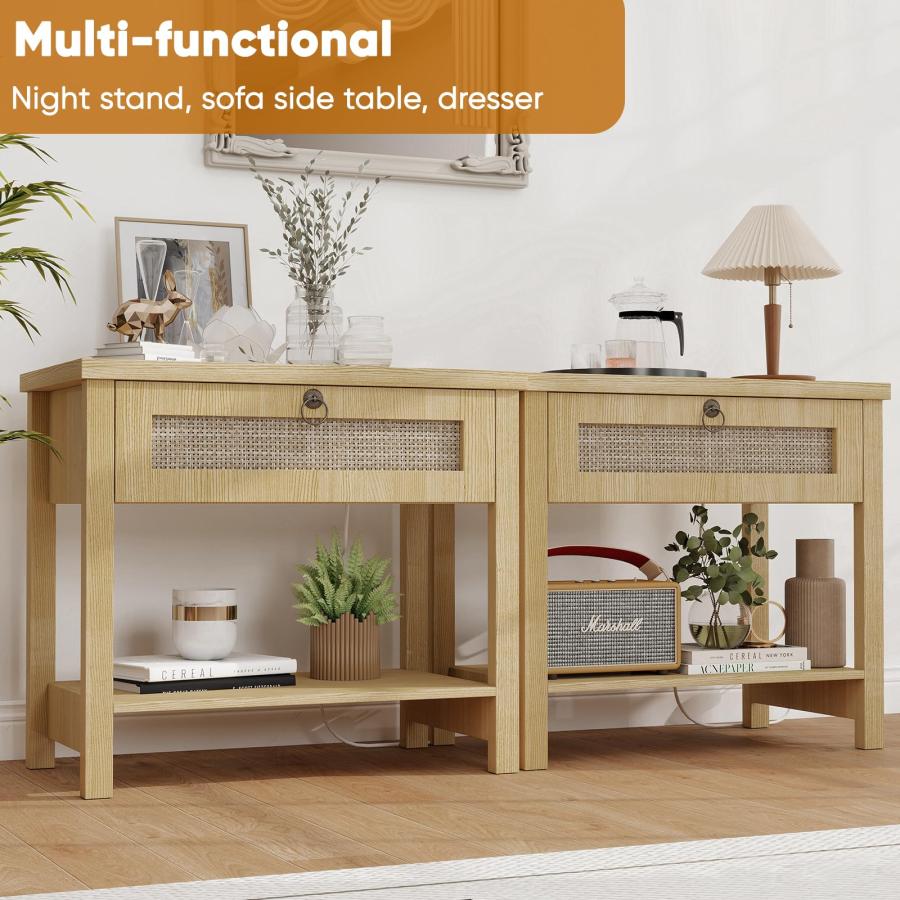 【並行輸入品】 Night Stand Oversized Extra Large Nightstands Tall Bedside Side_6