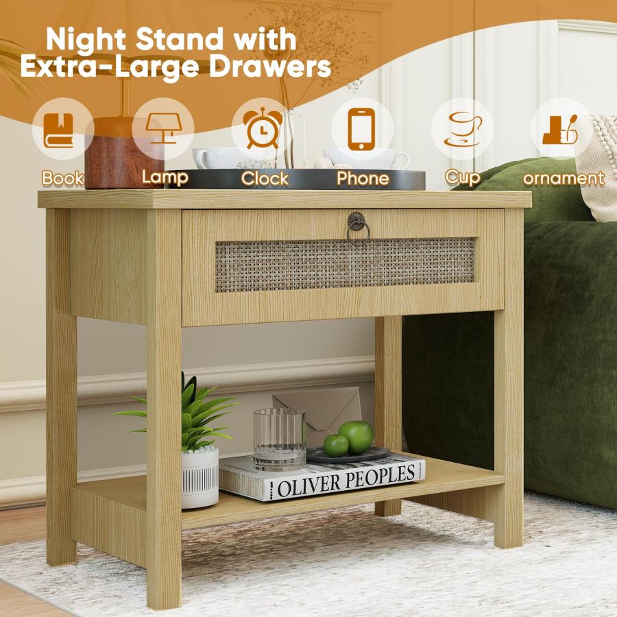 【並行輸入品】 Night Stand Oversized Extra Large Nightstands Tall Bedside Side_9