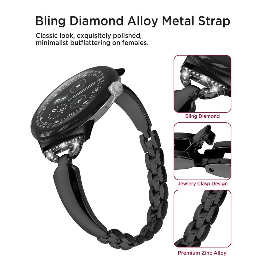 【並行輸入品】Miimall Google Pixel Watch 4 3 2 1 41mm 女性用 亜鉛合金 メタル キラキラ ブレスレットの画像