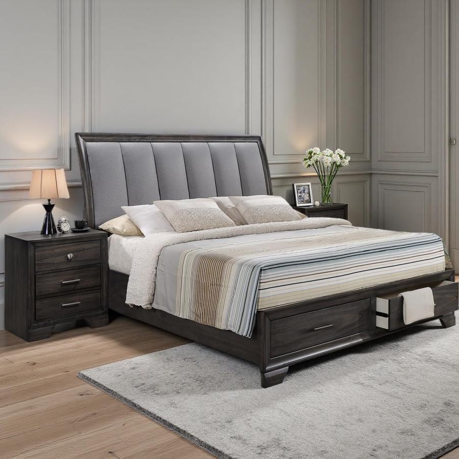 【並行輸入品】 Astrivia King Bed Frame with Storage Drawers, with 57\" Tall Uphoの画像