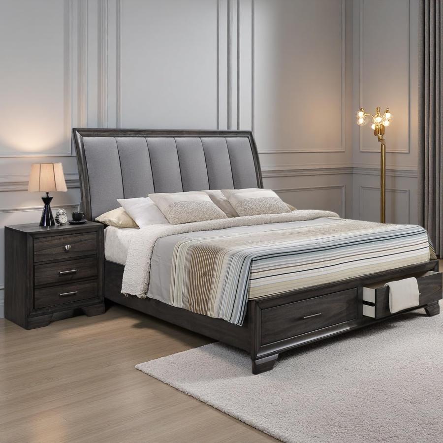 【並行輸入品】 Astrivia King Bed Frame with Storage Drawers, with 57\" Tall Uphoの画像